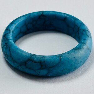 Turquoise Blue Stone Band Ring Round Stackable Statement